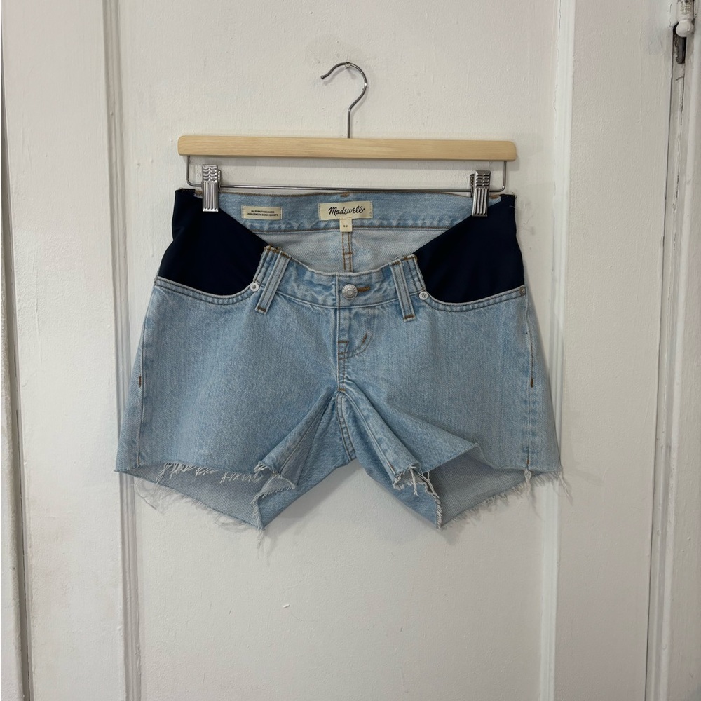 NWT $98 Madewell Women's Maternity Relaxed Mid-length Denim Shorts, Size 23 - Picture 4 of 14